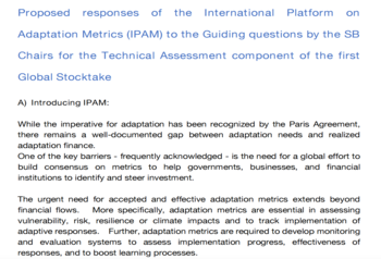 IPAM Comments on the Global StockTake to the Paris Agreement